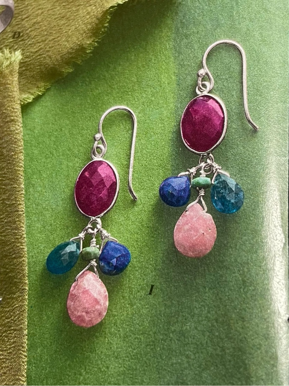 New! Variantions on Multi-Color Gemstone Dangle Pink Earrings